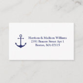 Nautical anchor navy blue en white custom address informatiekaartje (Voorkant)