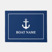 Nautical Anchor Navy Blue en White Deurmat (Voorkant)