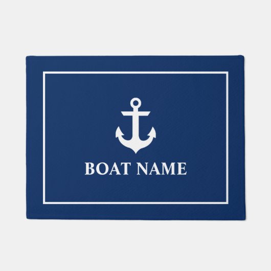 Nautical Anchor Navy Blue en White Deurmat (Voorkant)