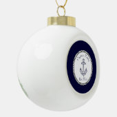 Nautical Anchor Navy Blue en White Keramische Bal Ornament (Links)