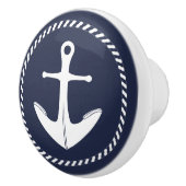 Nautical Anchor Navy Blue en White Keramische Knop (Rechts)