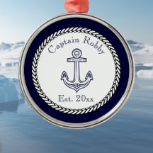 Nautical Anchor Navy Blue en White