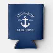 Nautical Anchor Navy Blue Family Lake House Blikjeskoeler (Voorkant)