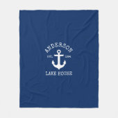Nautical Anchor Navy Blue Family Lake House Fleece Deken (Voorkant)