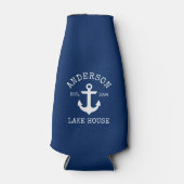 Nautical Anchor Navy Blue Family Lake House Flesjeskoeler (Voorkant)
