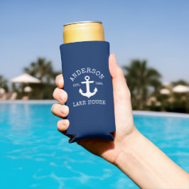 Nautical Anchor Navy Blue Family Lake House Seltzer Blikjeskoeler