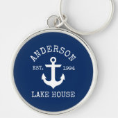 Nautical Anchor Navy Blue Family Lake House Sleutelhanger (Voorkant)