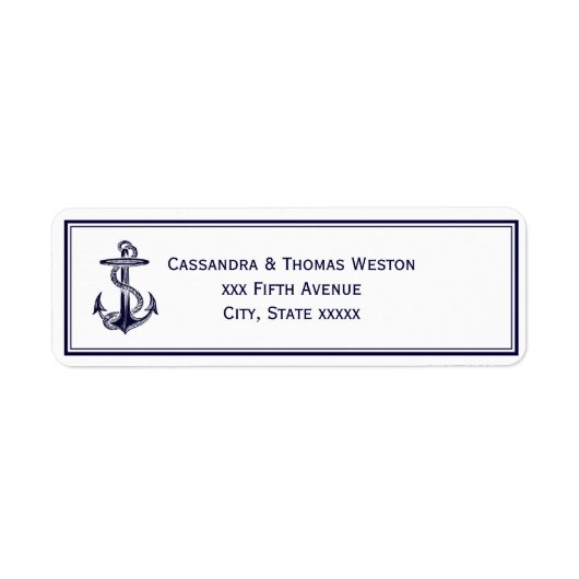 Nautical Anchor Navy Blue Framed 2 Address Label (Voorkant)