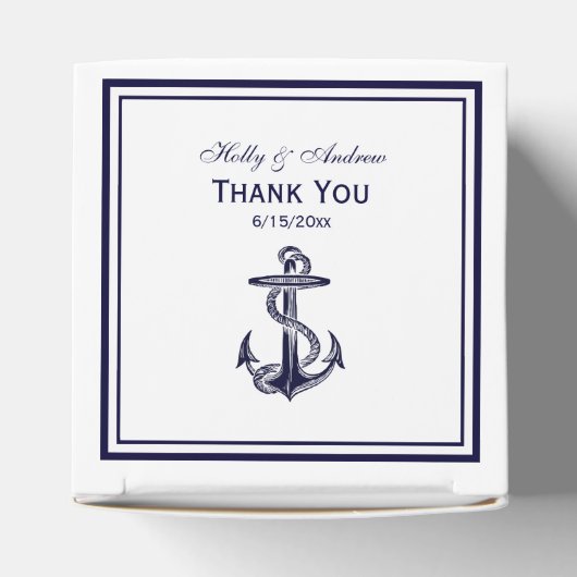 Nautical Anchor Navy Blue Framed 2 TY Favor Box Bedankdoosjes (Bovenkant)