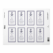 Nautical Anchor Navy Blue Framed 2BV Wijnflesje Etiket (Full Sheet)