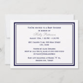 Nautical Anchor Navy Blue Framed 2H Baby shower Kaart (Achterkant)