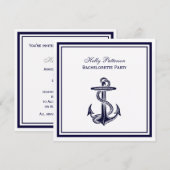 Nautical Anchor Navy Blue Framed 2SQ Bachelorette Kaart (Voorkant / Achterkant)