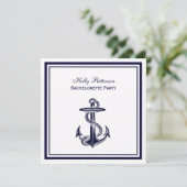 Nautical Anchor Navy Blue Framed 2SQ Bachelorette Kaart (Staand voorkant)