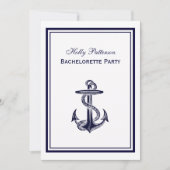 Nautical Anchor Navy Blue Framed 2V Bachelorette Kaart (Voorkant)