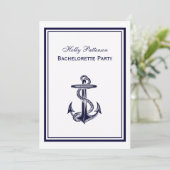 Nautical Anchor Navy Blue Framed 2V Bachelorette Kaart (Staand voorkant)