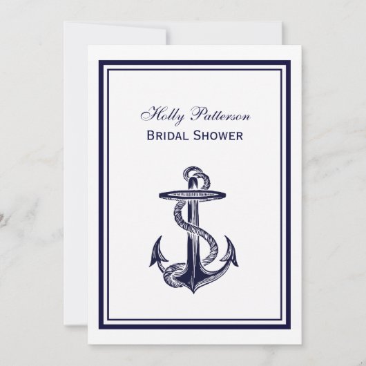 Nautical Anchor Navy Blue Framed 2V Vrijgezellenfe Kaart (Voorkant)