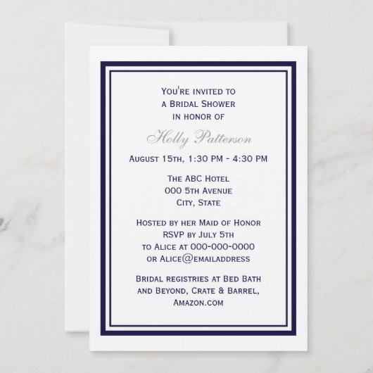 Nautical Anchor Navy Blue Framed 2V Vrijgezellenfe Kaart (Achterkant)