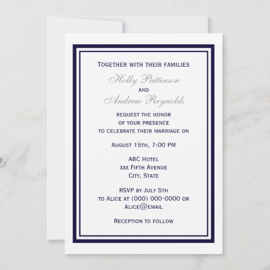 Nautical Anchor Navy Blue Framed 2V Weddenschap Kaart (Achterkant)