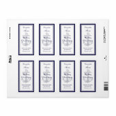 Nautical Anchor Navy Blue Framed V Wine Bottle Etiket (Full Sheet)