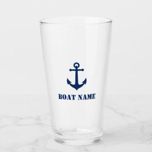  Nautical Anchor Navy Blue Glas