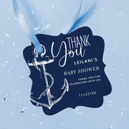 Nautical Anchor Navy Blue Hartelijk dank Bedankjes Labels