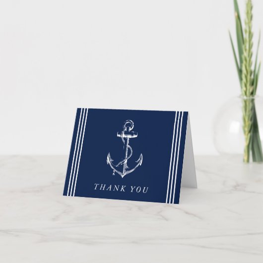 Nautical Anchor Navy Blue Hartelijk dank Bedankkaart (Voorkant)