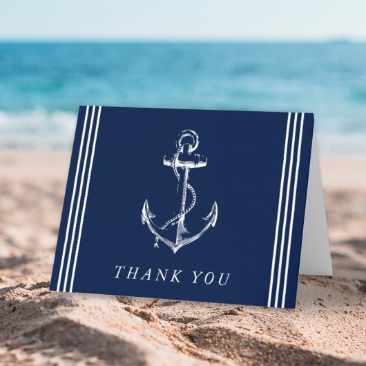 Nautical Anchor Navy Blue Hartelijk dank Bedankkaart
