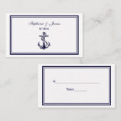Nautical Anchor Navy Blue ingelijst 2 escort Kaart Plaatskaartje (Voorkant / Achterkant)