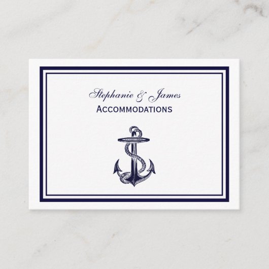 Nautical Anchor Navy Blue Ingelijste 2 Accommodati Informatiekaartje (Voorkant)
