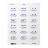 Nautical anchor navy blue koppel monogram initiaal etiket (Full Sheet)