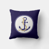 Nautical Anchor Navy Blue Kussen (Achterkant)