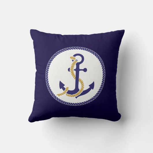 Nautical Anchor Navy Blue Kussen (Achterkant)