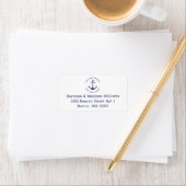 Nautical anchor navy blue monogram Return Address Etiket (Insitu)