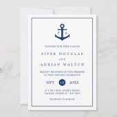 Nautical Anchor Navy Blue Monogram Weddenschap Kaart (Voorkant)