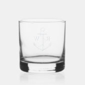 Nautical Anchor Navy Blue Monogram Whisky Glas (Achterkant)