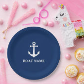 Nautical Anchor Navy Blue Papieren Bordje (Feest)