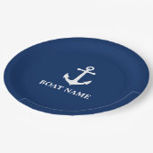  Nautical Anchor Navy Blue Papieren Bordje (Gekanteld)