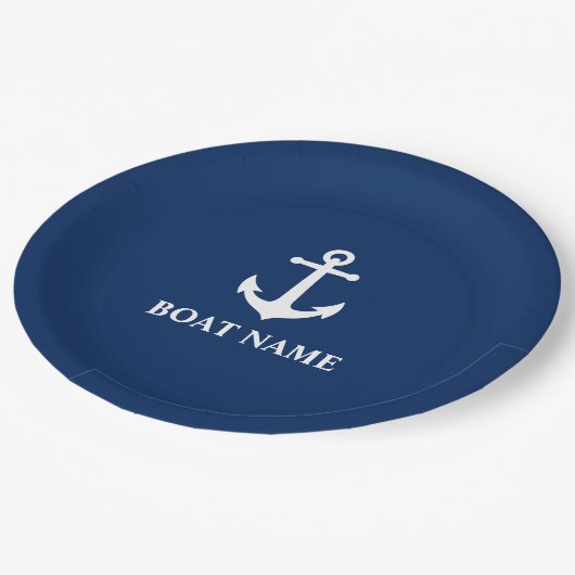  Nautical Anchor Navy Blue Papieren Bordje (Gekanteld)