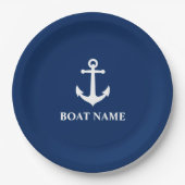  Nautical Anchor Navy Blue Papieren Bordje (Voorkant)