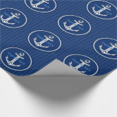 Nautical Anchor Navy Blue Pattern Cadeaupapier (Hoek)