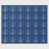 Nautical Anchor Navy Blue Pattern Cadeaupapier (Vlak)