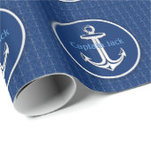 Nautical Anchor Navy Blue Pattern Cadeaupapier (Rol Hoek)