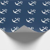 Nautical Anchor Navy Blue Pattern Wrapping Paper Cadeaupapier (Hoek)