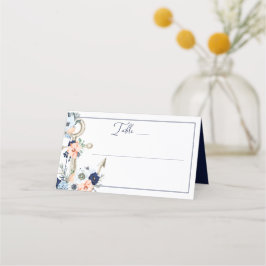 Nautical Anchor Navy Blue Peach Plaatskaartje