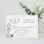Nautical Anchor Navy Blue Peach RSVP (Staand voorkant)