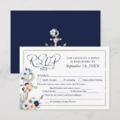 Nautical Anchor Navy Blue Peach RSVP (Voorkant / Achterkant)