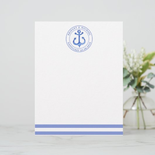 Nautical Anchor Navy Blue Personalized Weddenschap (Staand voorkant)