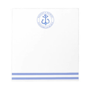 Nautical Anchor Navy Blue Personalized Weddenschap Notitieblok