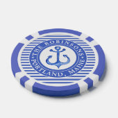 Nautical Anchor Navy Blue Poker Chips (Enkel)