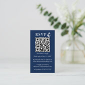 Nautical Anchor Navy Blue QR RSVP Informatiekaartje (Staand voorkant)